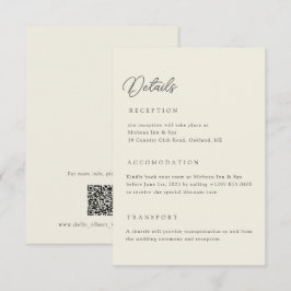 Ivory Wedding Details Qr Code Enclosure Card Inbjudningar