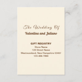 Ivory Wedding Gift Registry Portrait Tilläggskort