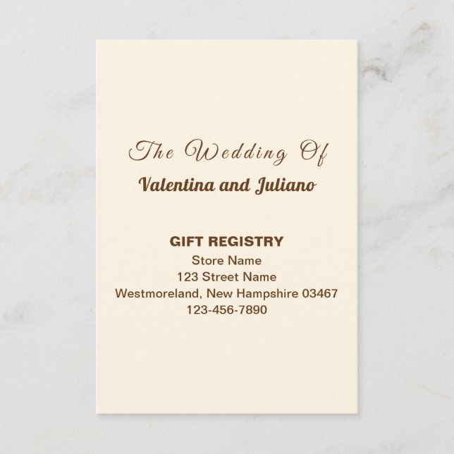 Ivory Wedding Gift Registry Portrait Tilläggskort (Framsida)