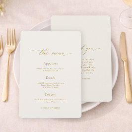 Ivory Wedding Menu with Elegant Calligraphy Inbjudningar