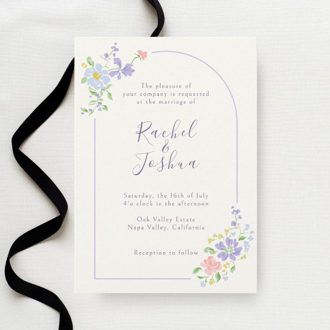 Ivory | Whimsical Floral Arch Script Wedding Inbjudningar (Skapare uppladdad)