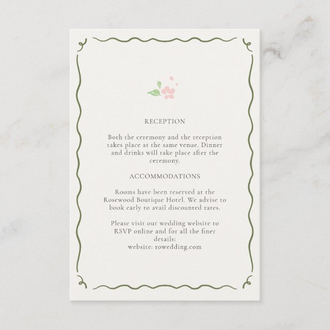 Ivory | Whimsical Floral Wedding Enclosure Card Tilläggskort (Framsida)