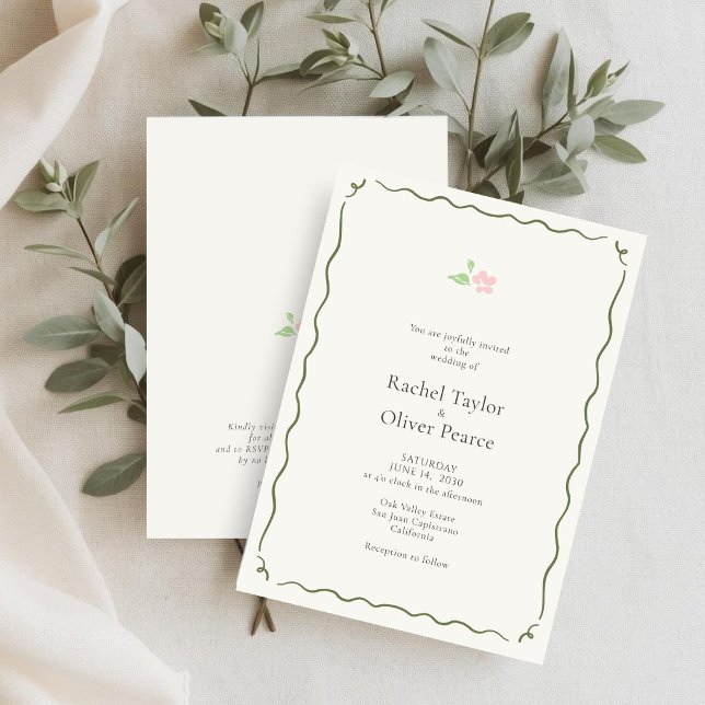 Ivory | Whimsical Floral Wedding Invitation Inbjudningar (Skapare uppladdad)