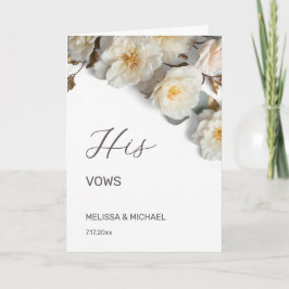 Ivory White 3D Roses Wedding Vow Card Kort