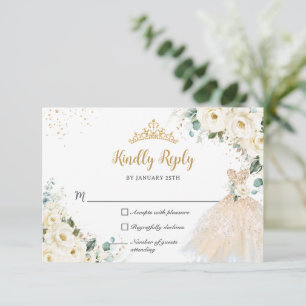 Ivory White Blommigt Champagne Dress Quinceañera X OSA Kort