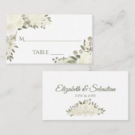 Ivory White Blommigt Elegant bröllop escort Card Placeringskort