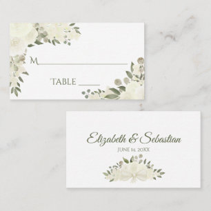 Ivory White Blommigt Elegant bröllop escort Card Placeringskort