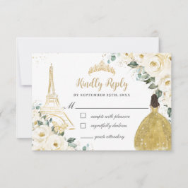 Ivory White Blommigt Guld Paris Princess Quinceañe OSA Kort