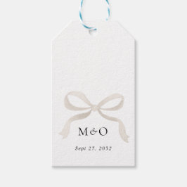 Ivory White Bow Monogram Tack Message Bröllop Presentetikett