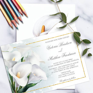 Ivory White Calla Lily Bröllop Inbjudningar