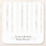 Ivory White Cream Stripes Wedding Underlägg Papper Kvadrat<br><div class="desc">Ivory White Cream Stripes Wedding</div>