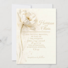 Ivory White Floral Minimal Elegant Luxury Wedding Inbjudningar