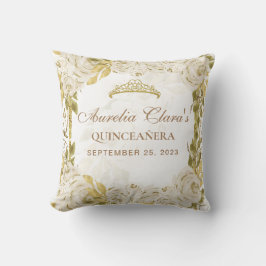 Ivory White Floral Princess Gold Arch Quinceanera Kudde