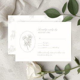 Ivory White | Floral Wedding RSVP Card OSA Kort