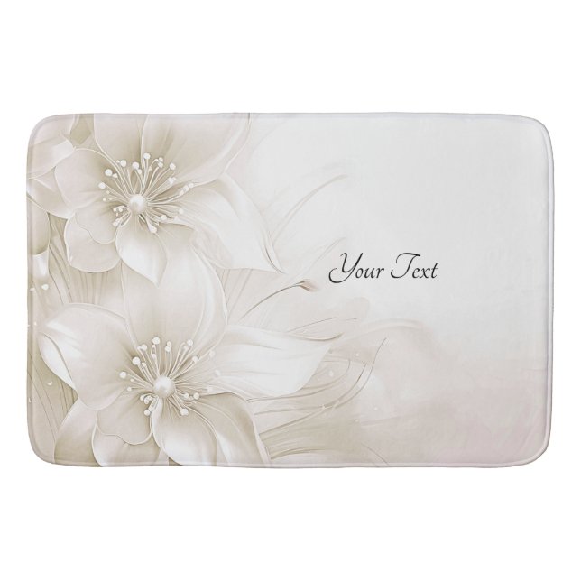 Ivory White Flowers Bath Mat Badrumsmatta (Framsidan)