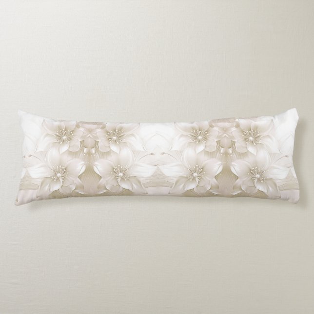 Ivory White Flowers Body Pillow Kroppskudde (Framsidan)