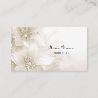 Ivory White Flowers Business Card Visitkort