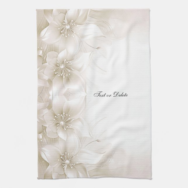Ivory White Flowers Kitchen Towels Kökshandduk (Vertikal)