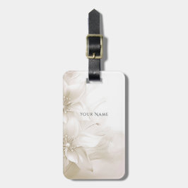 Ivory White Flowers Luggage Tag Bagagebricka