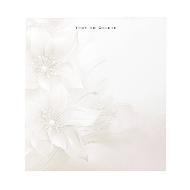 Ivory White Flowers Notepad Anteckningsblock (Framsida)