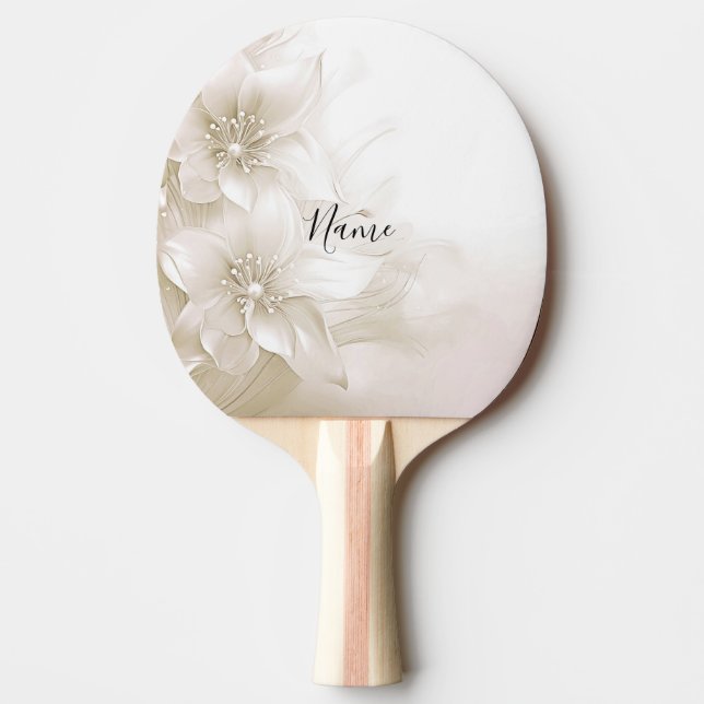 Ivory White Flowers Ping Pong Paddle Pingisracket (Framsidan)
