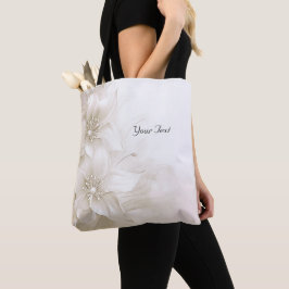 Ivory White Flowers Tote Bag Tygkasse