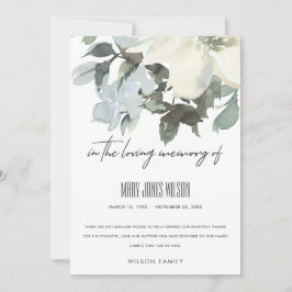 IVORY WHITE GRÖNT GRÅTT BLOMMIGT SYMPATHY MEMORIAL TACK KORT