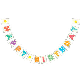 IVORY WHITE & MULTIFÄRGAD TEXT SchulLYCKLIG BIRTHD Vimplar