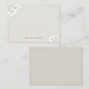 Ivory White Orchids Simple Elegant bröllop par Anteckningskort