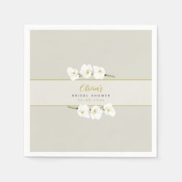 Ivory White Orchids Simple Elegant Möhippa Pappersservett