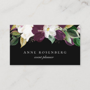 Ivory White Plum Lila Blommigt Black Visitkort