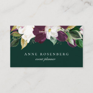 Ivory White Plum Lila Blommigt Emerald Visitkort