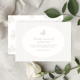 Ivory White & Sand | Floral Striped RSVP Response OSA Kort