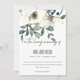 IVORY WHITY GRÖNT RO BLOMMIGT SYMPATHY MEMORIAL TACK KORT