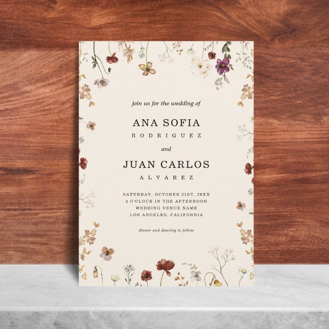 Ivory WildblomGarden Fall QR-kod OSA Bröllop Inbjudningar (Skapare uppladdad)