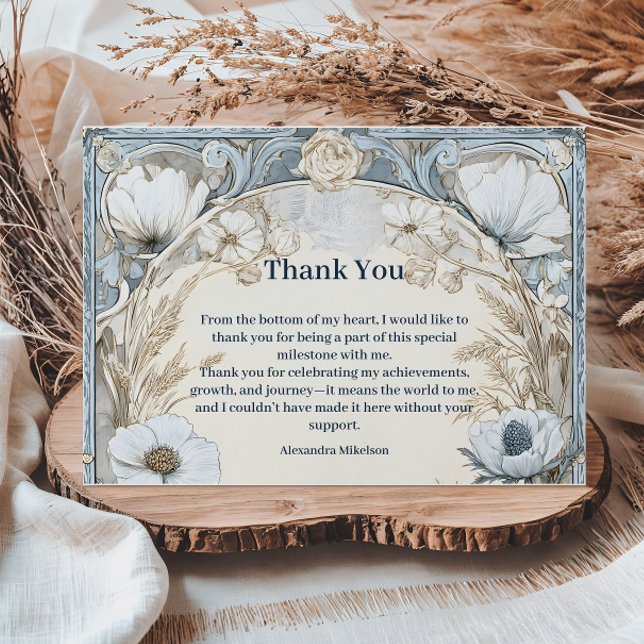 Ivory Wildflower Art Nouveau Sweet Sixteen Tack Kort (Skapare uppladdad)