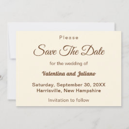Ivory With Brown Text Wedding Save The Date Spara Datumet