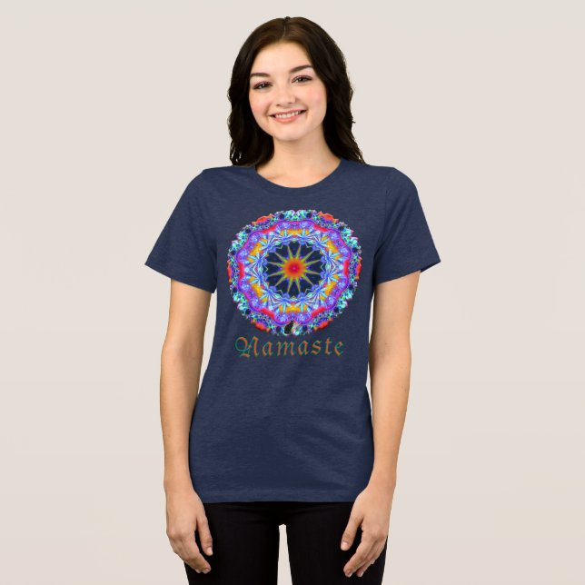 Ivriga Namaste Kalejdoskop T Shirt (Framsida Full)