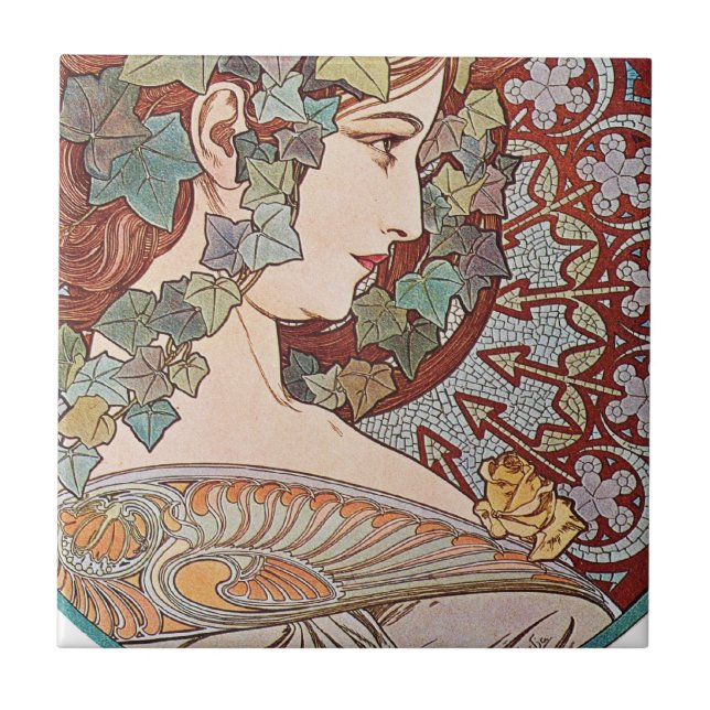 Ivy Art nouveau Kakelplatta (Framsidan)