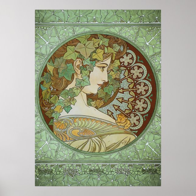 Ivy av Alphonse Mucha Art nouveau Poster (Framsidan)