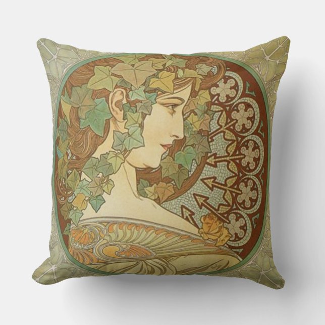 Ivy av Alphonse Mucha Kudde (Framsida)