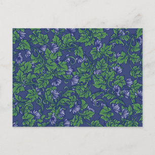Ivy Blues Mönster blue blommigt grönt earthy art Vykort