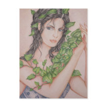 Ivy Bride Girl Porträtt Pencil Art Illustration