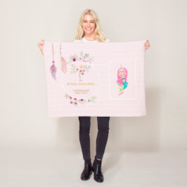 IVY - Girls Namn: Giftartikel - Rosa Sjöjungfru Fleecefilt