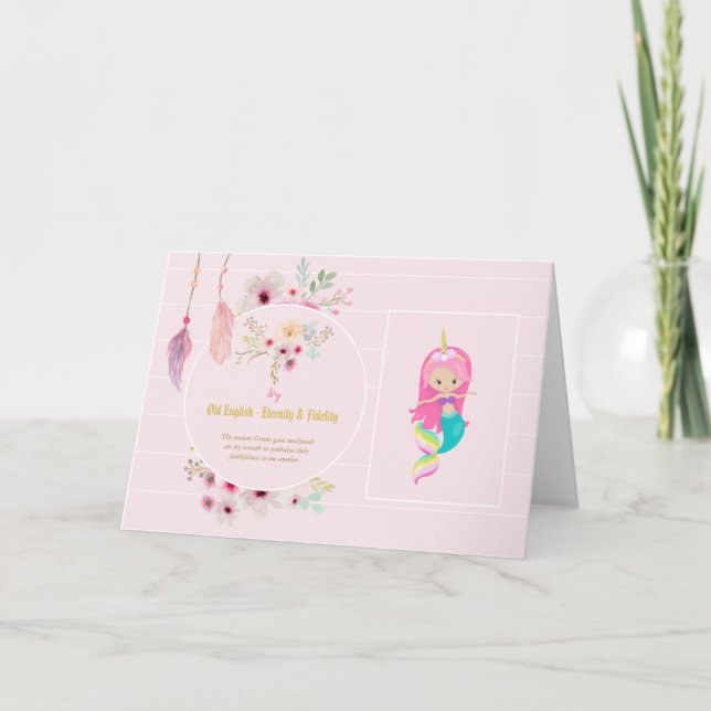 IVY - Girls Namn: Giftartikel - Rosa Sjöjungfru Kort (Framsida)