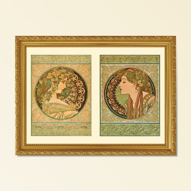 Ivy Laurel Mode Porträtt Alphonse Mucha Poster (Skapare uppladdad)