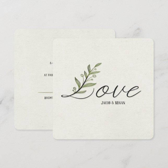 Ivy Leaf Love bröllopsinbjudan Inbjudningar (Fram/baksida)