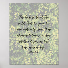 Ivy Löv Greenery Mönster John 3:16 Bibelkonst Poster