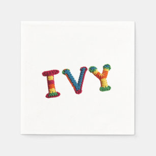 Ivy Namn i Vibrant Crochet Mönster Pappersservett