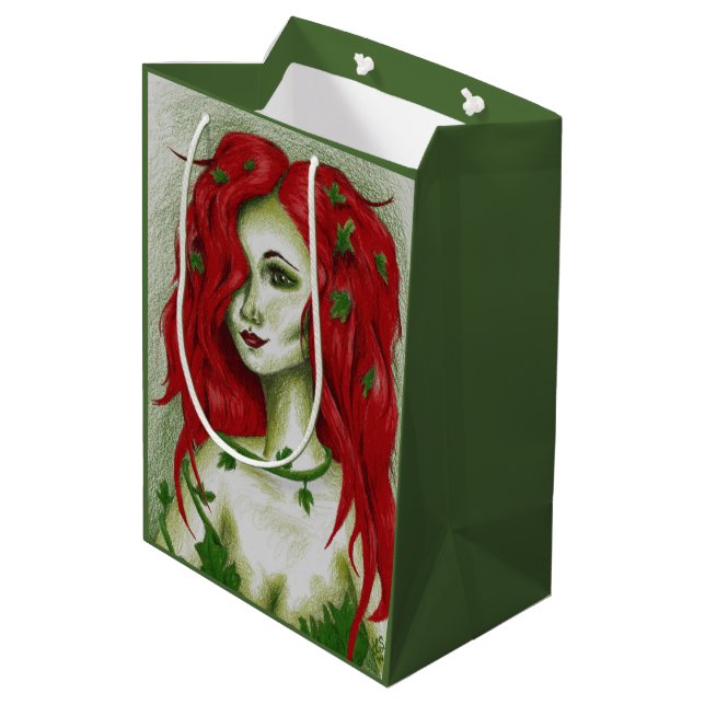 Ivy Nymph Rödhårig Kvinna Pixie Fantasykonst (Baksidan Vinklad)